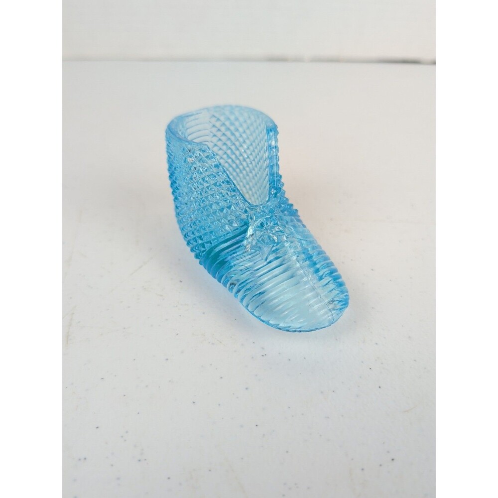 ANTIQUE  Fenton Glass Blue Baby Slipper Figurine/ Paperweight *Rare*